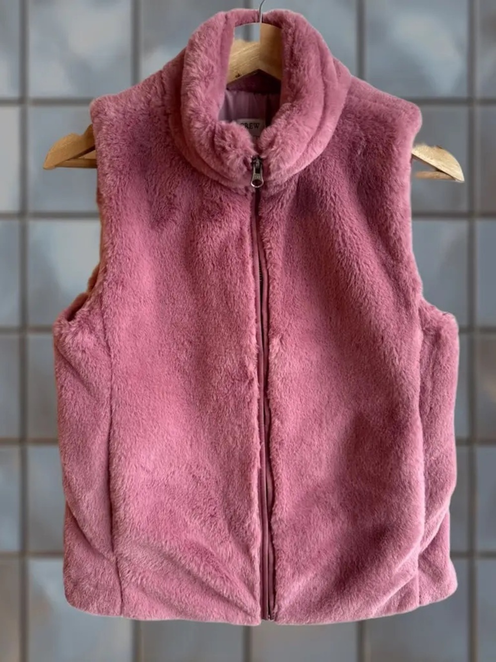 J. Crew Pink Faux-Fur Sleeveless Zip Vest